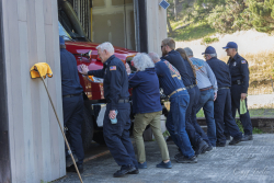 Image of Pushing 4490 into its new bay